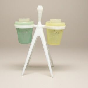 Vintage 1960s Tupperware Plastic Salt and Pepper with Stand
